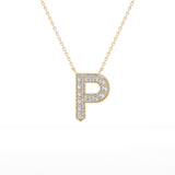 0.39 TCW Round Lab Grown Diamond P Initial Shaped Necklace