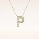 0.39 TCW Round Cut Moissanite P Initial Shaped Necklace