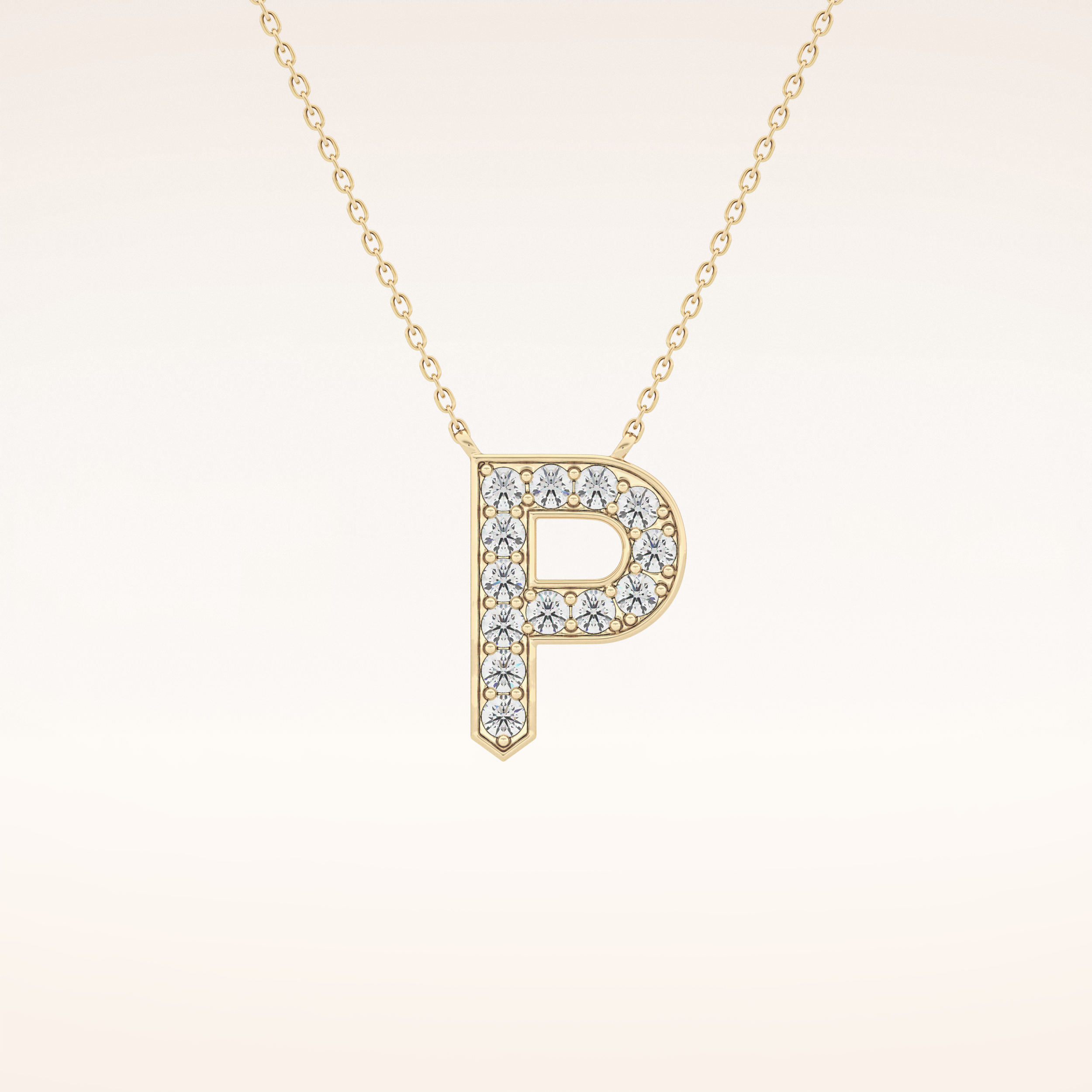 0.39 TCW Round Cut Moissanite P Initial Shaped Necklace