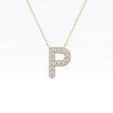 0.39 TCW Round Lab Grown Diamond P Initial Shaped Necklace