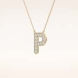 0.39 TCW Round Cut Moissanite P Initial Shaped Necklace