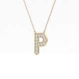 0.39 TCW Round Lab Grown Diamond P Initial Shaped Necklace