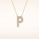 0.39 TCW Round Cut Moissanite P Initial Shaped Necklace