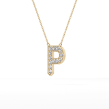 0.39 TCW Round Lab Grown Diamond P Initial Shaped Necklace