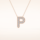 0.39 TCW Round Cut Moissanite P Initial Shaped Necklace