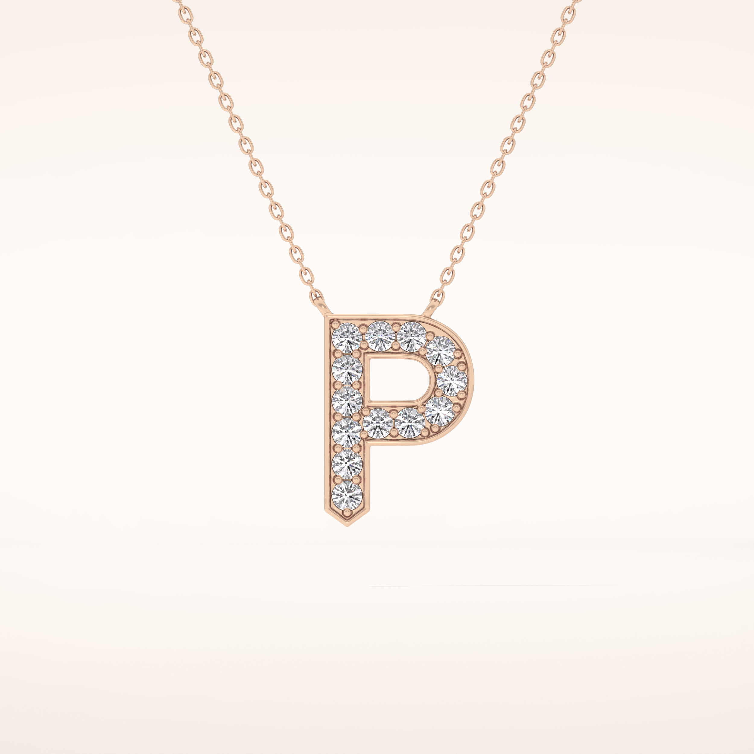 0.39 TCW Round Cut Moissanite P Initial Shaped Necklace