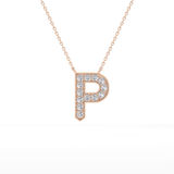 0.39 TCW Round Lab Grown Diamond P Initial Shaped Necklace