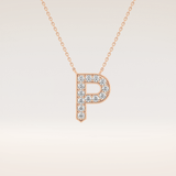 0.39 TCW Round Cut Moissanite P Initial Shaped Necklace