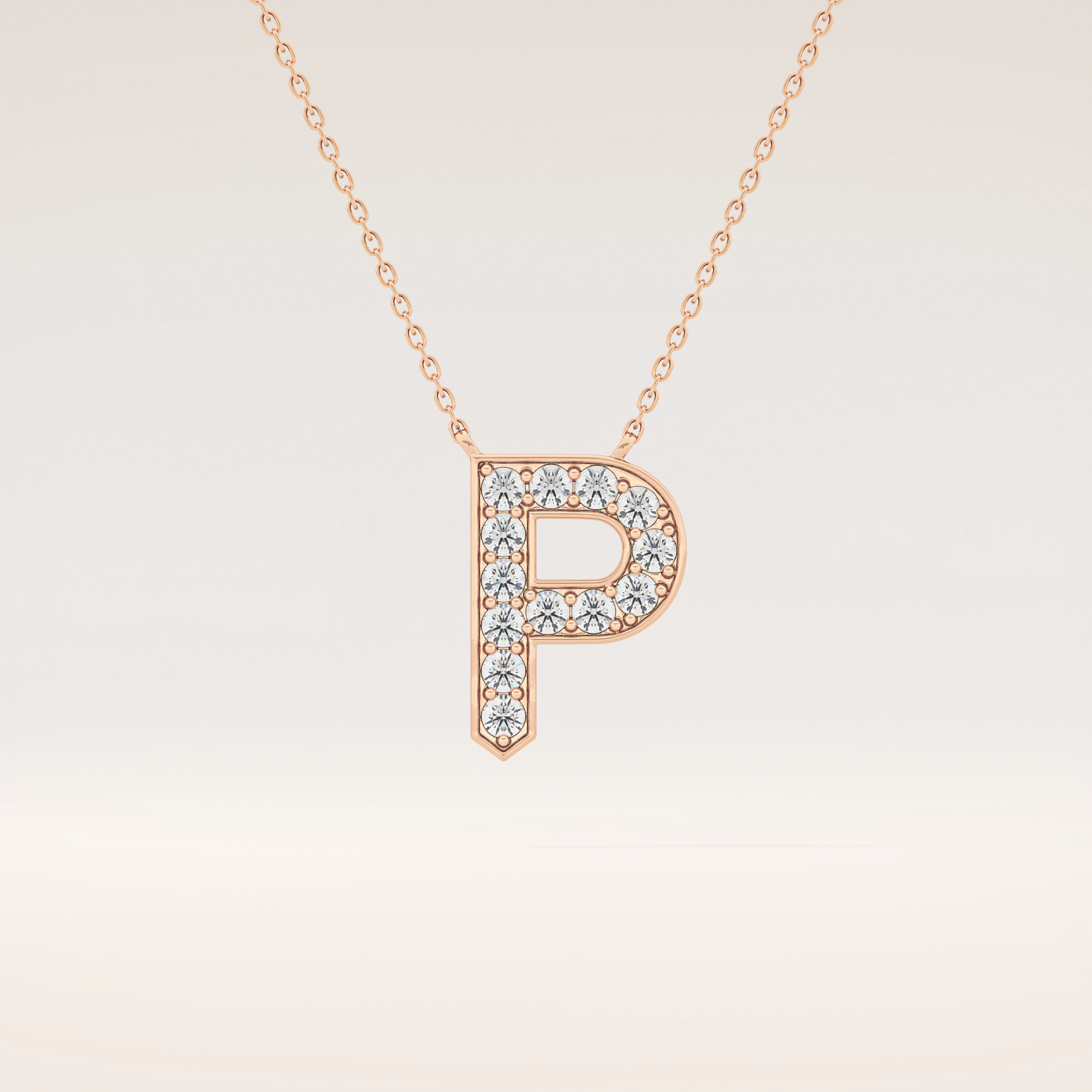 0.39 TCW Round Cut Moissanite P Initial Shaped Necklace