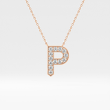 0.39 TCW Round Lab Grown Diamond P Initial Shaped Necklace