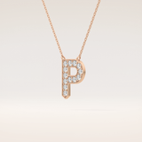 0.39 TCW Round Cut Moissanite P Initial Shaped Necklace