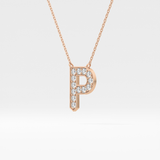 0.39 TCW Round Lab Grown Diamond P Initial Shaped Necklace