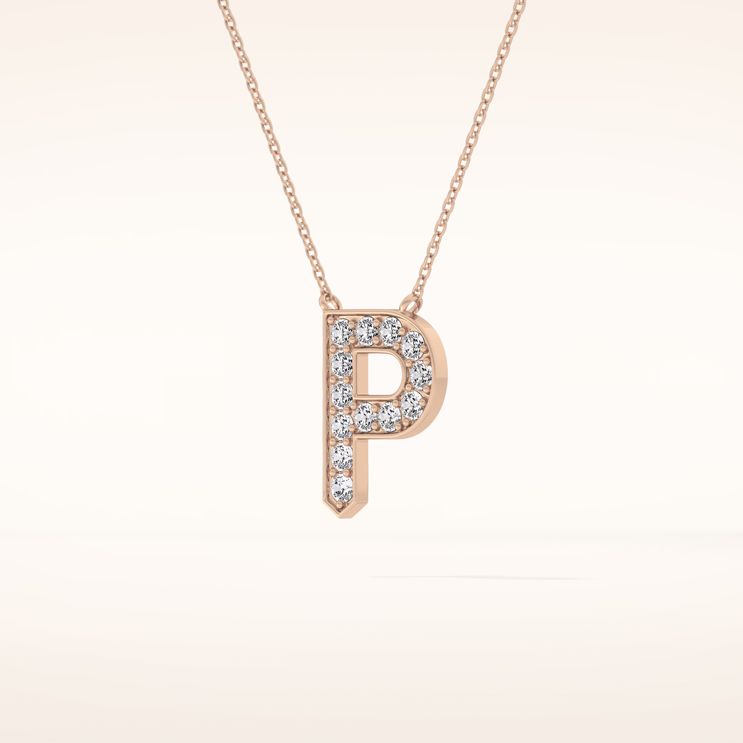 0.39 TCW Round Cut Moissanite P Initial Shaped Necklace