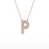 0.39 TCW Round Lab Grown Diamond P Initial Shaped Necklace