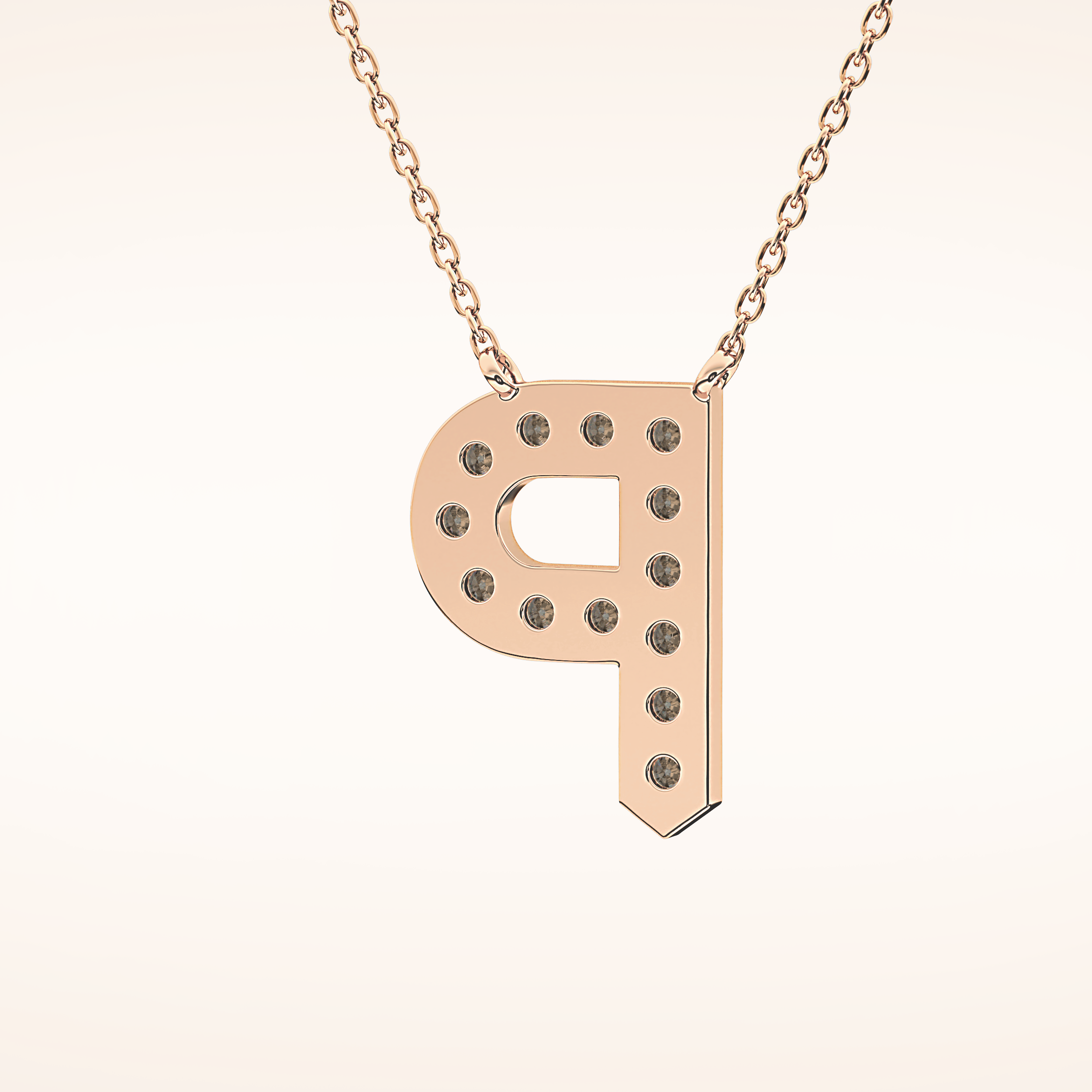 0.39 TCW Round Cut Moissanite P Initial Shaped Necklace