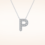 0.39 TCW Round Cut Moissanite P Initial Shaped Necklace