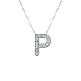 0.39 TCW Round Lab Grown Diamond P Initial Shaped Necklace