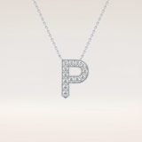 0.39 TCW Round Cut Moissanite P Initial Shaped Necklace