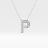 0.39 TCW Round Lab Grown Diamond P Initial Shaped Necklace