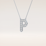 0.39 TCW Round Cut Moissanite P Initial Shaped Necklace