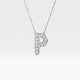 0.39 TCW Round Lab Grown Diamond P Initial Shaped Necklace