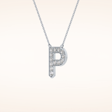 0.39 TCW Round Cut Moissanite P Initial Shaped Necklace