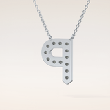 0.39 TCW Round Cut Moissanite P Initial Shaped Necklace