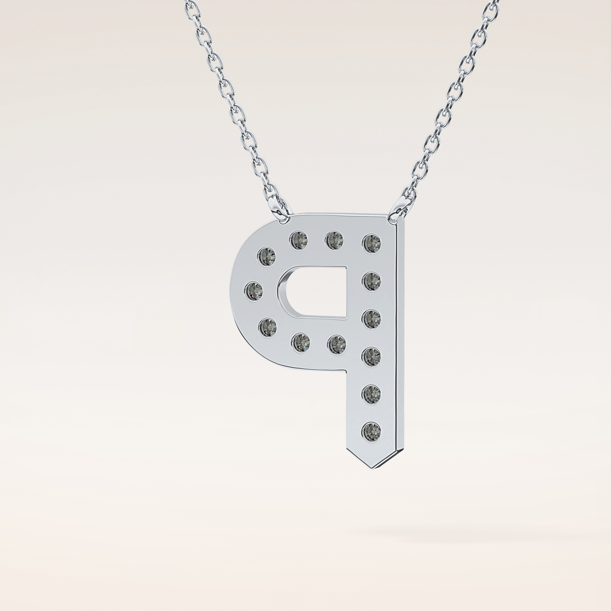 0.39 TCW Round Cut Moissanite P Initial Shaped Necklace