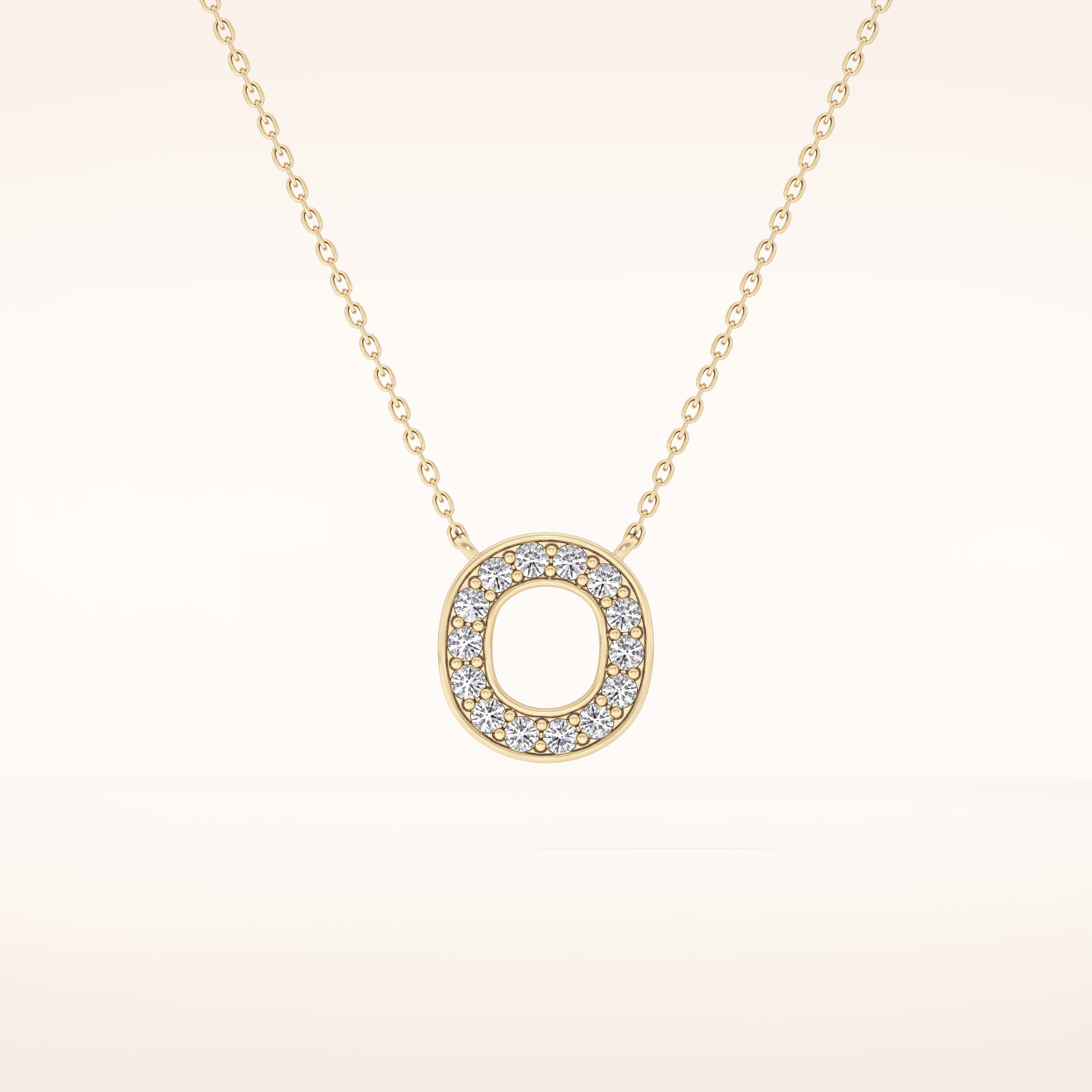 0.22 TCW Round Cut Moissanite O Initial Shaped Necklace