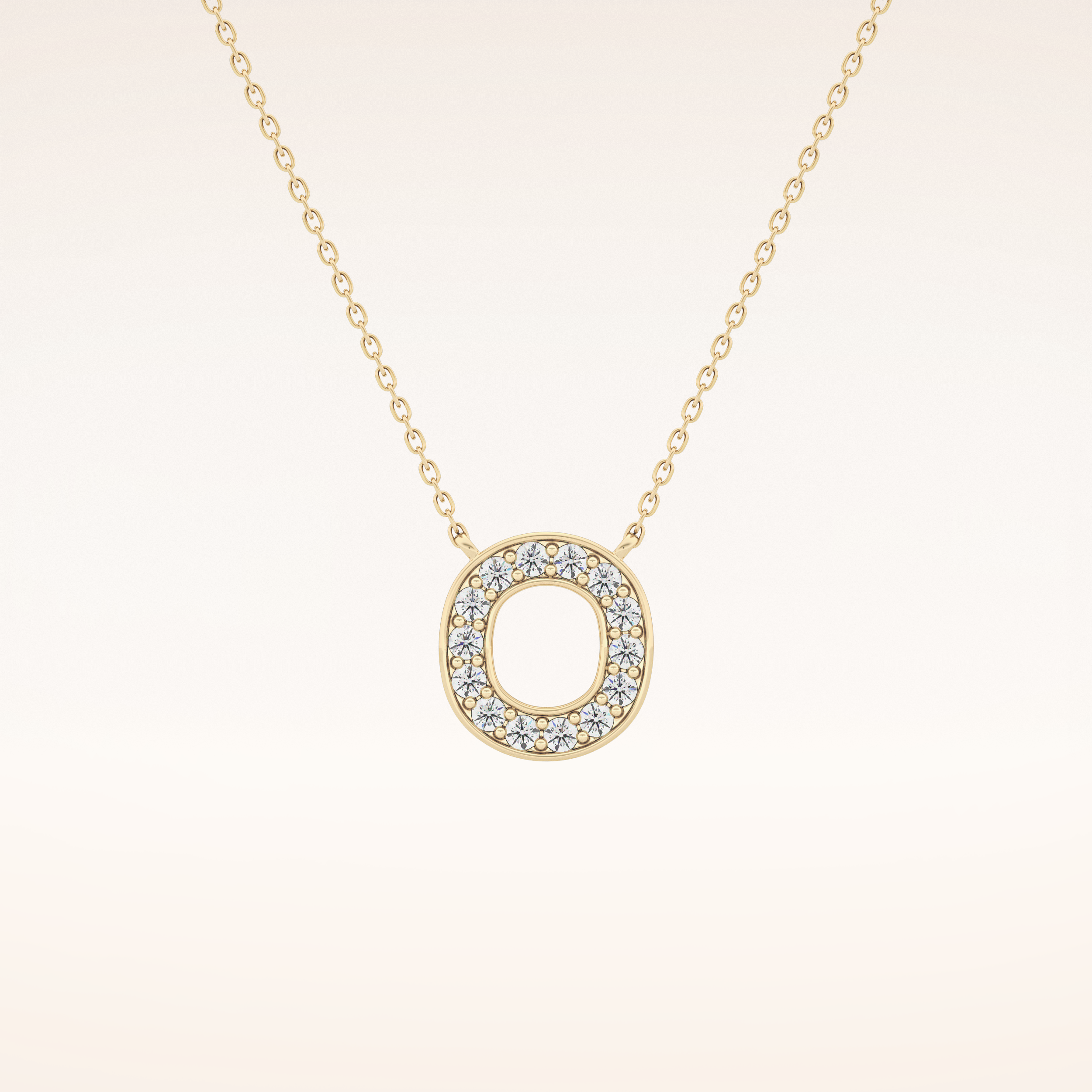 0.22 TCW Round Cut Moissanite O Initial Shaped Necklace