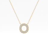 0.22 TCW Round Lab Grown Diamond O Initial Shaped Necklace