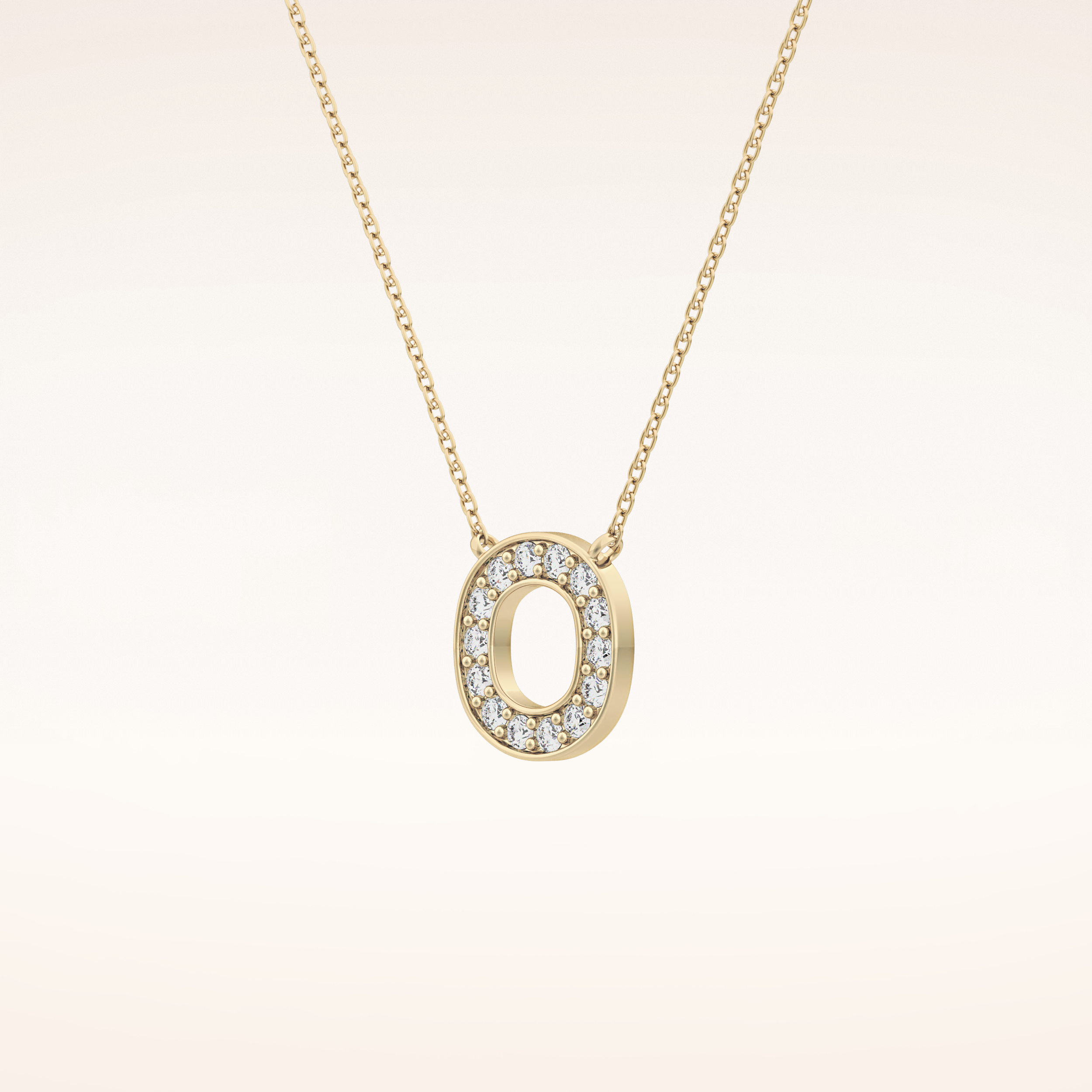0.22 TCW Round Cut Moissanite O Initial Shaped Necklace