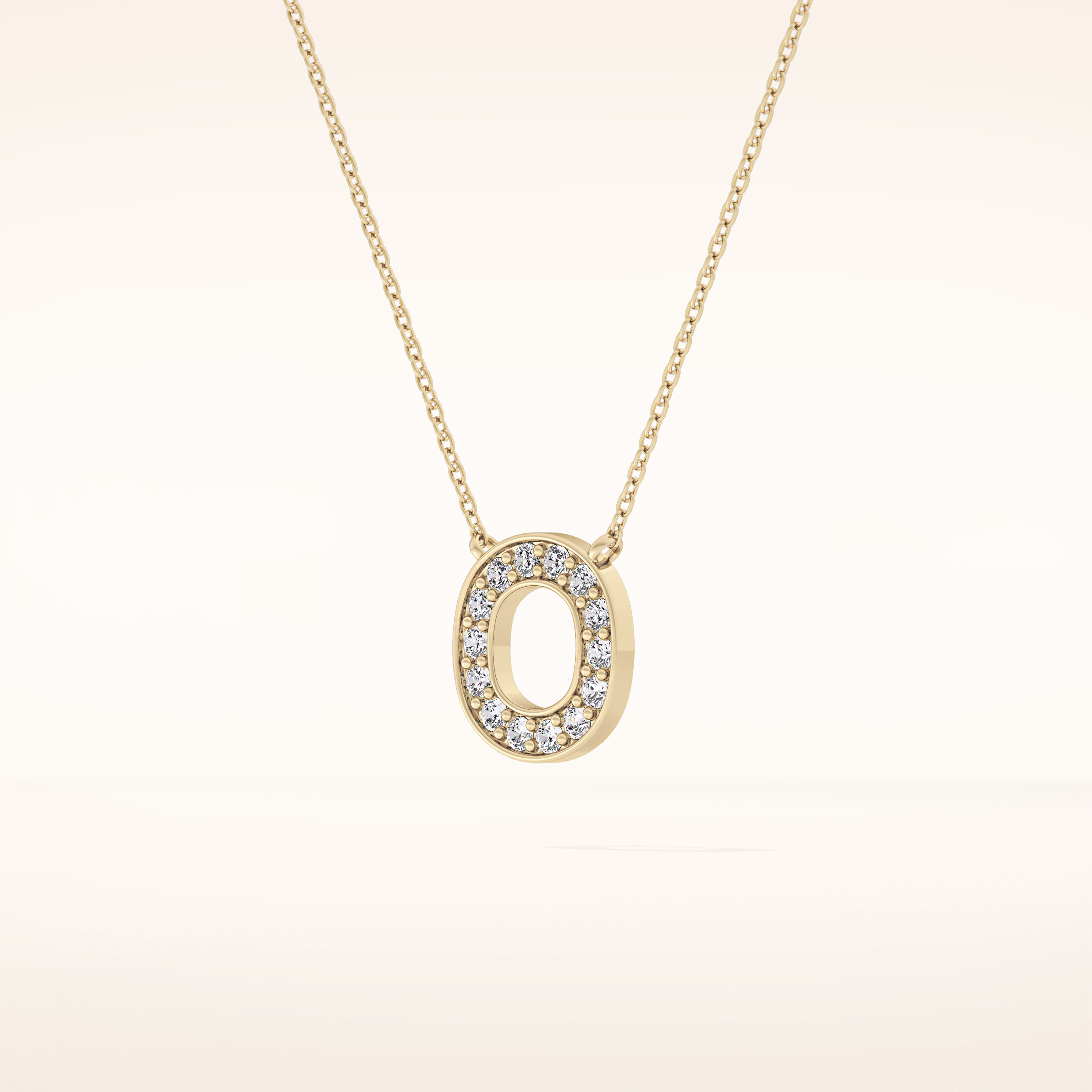 0.22 TCW Round Cut Moissanite O Initial Shaped Necklace