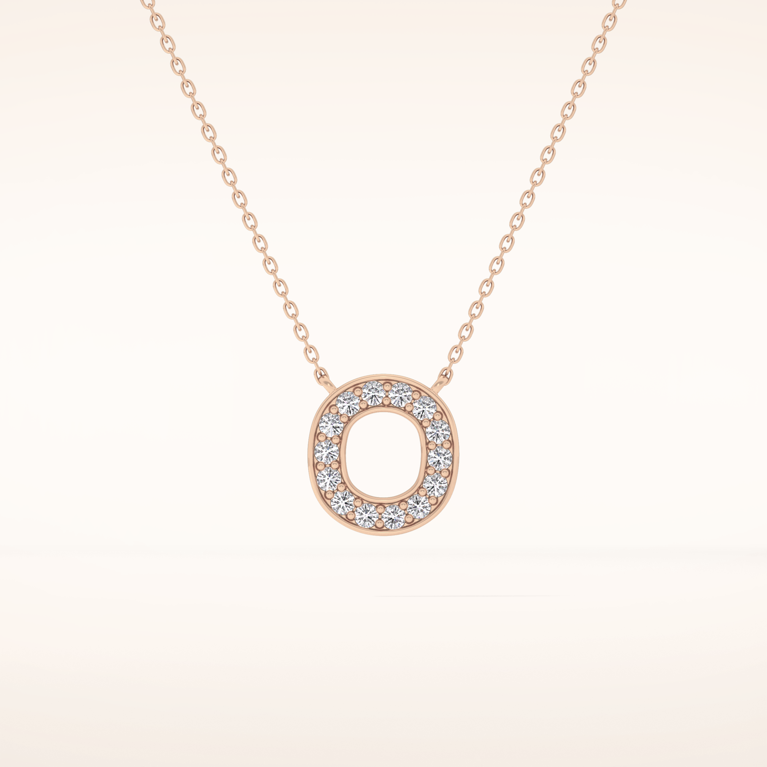 0.22 TCW Round Cut Moissanite O Initial Shaped Necklace