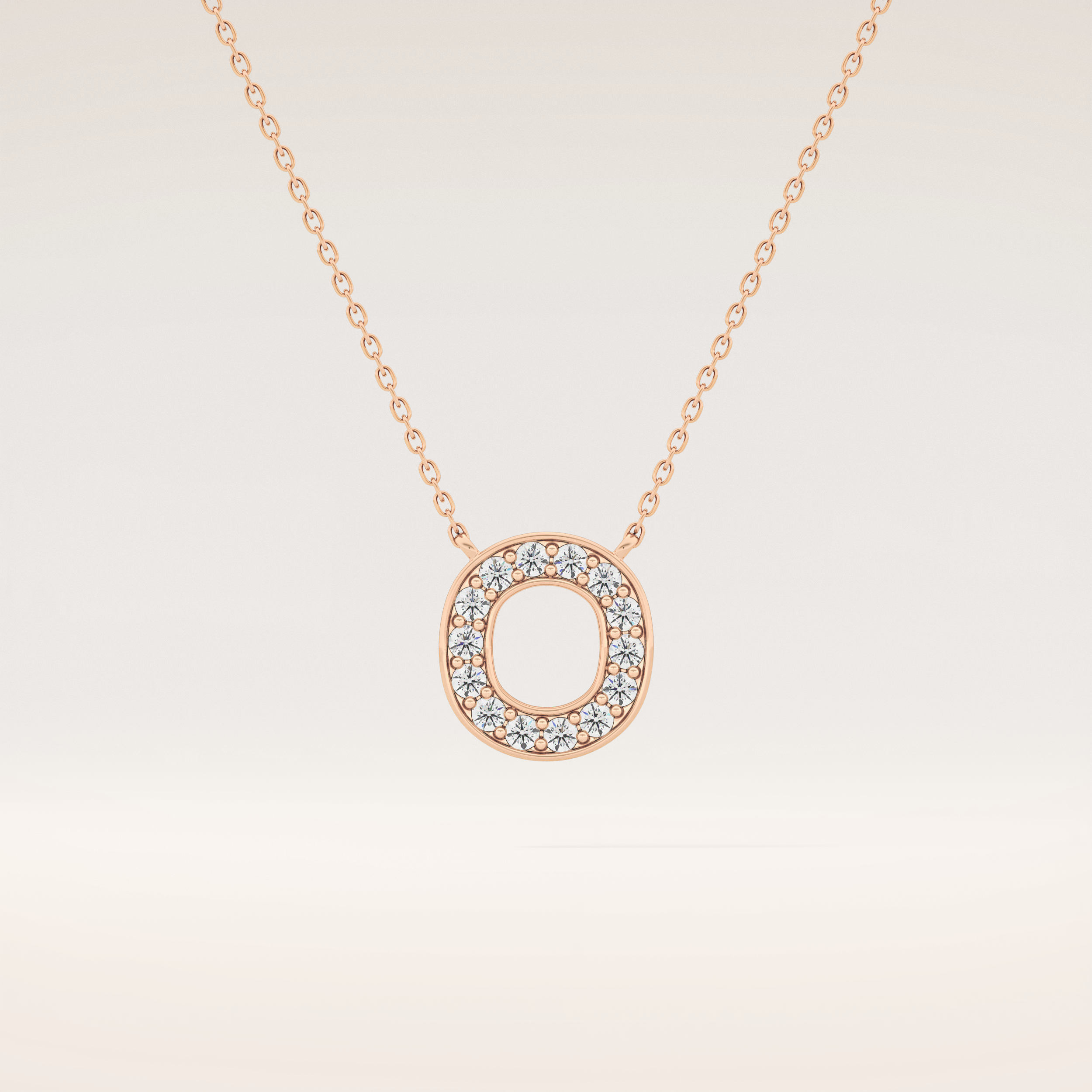 0.22 TCW Round Cut Moissanite O Initial Shaped Necklace