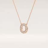 0.22 TCW Round Cut Moissanite O Initial Shaped Necklace