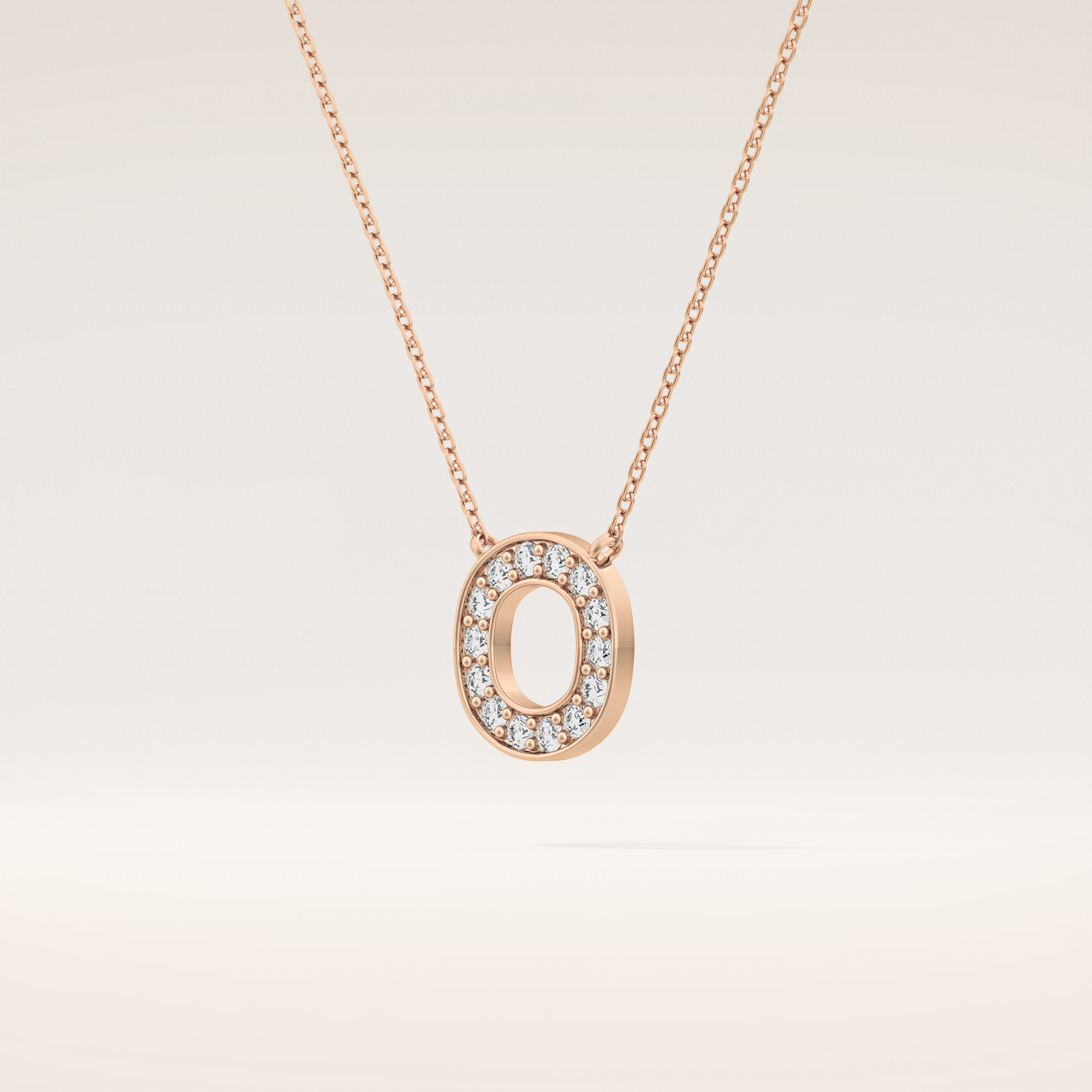 0.22 TCW Round Cut Moissanite O Initial Shaped Necklace