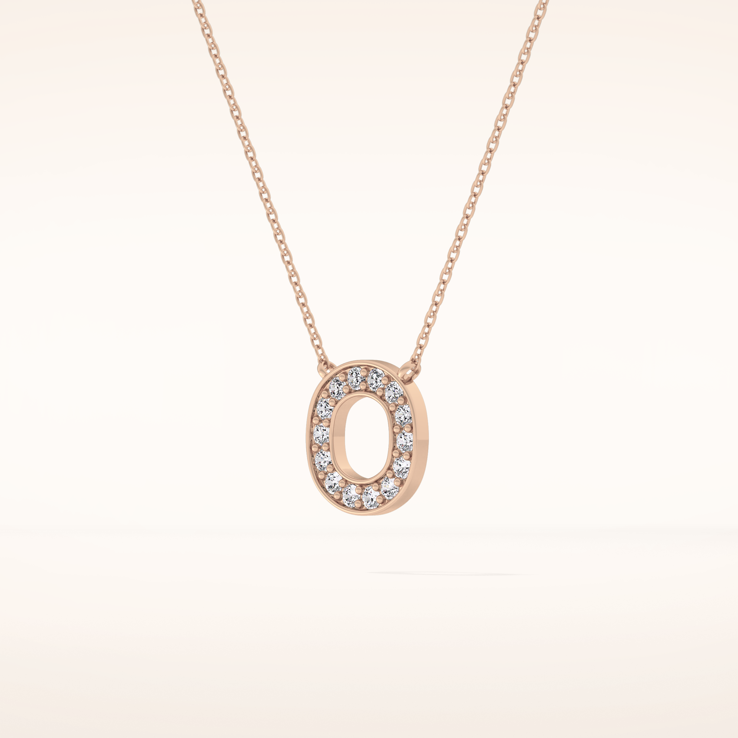 0.22 TCW Round Cut Moissanite O Initial Shaped Necklace