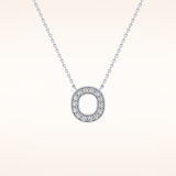 0.22 TCW Round Cut Moissanite O Initial Shaped Necklace
