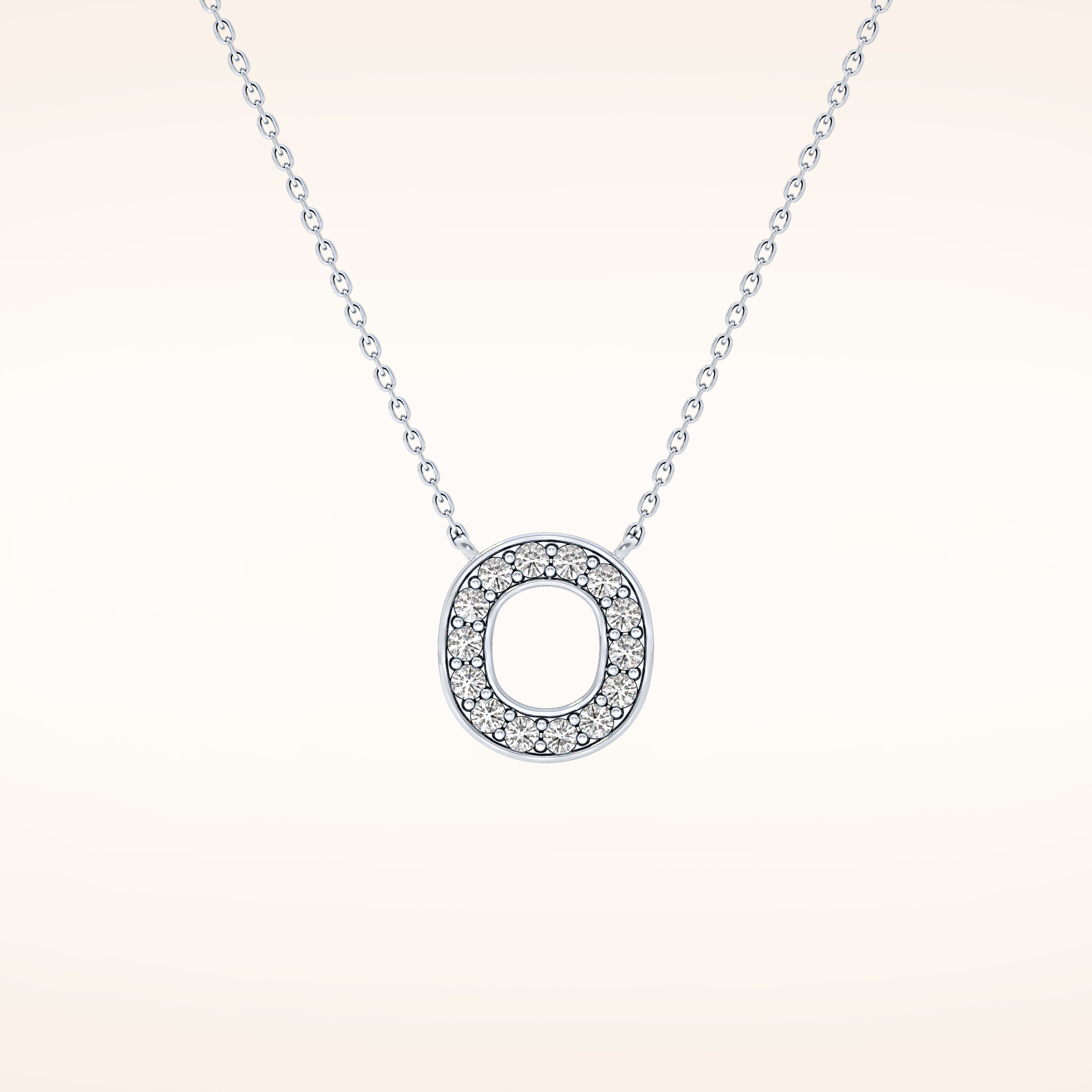 0.22 TCW Round Cut Moissanite O Initial Shaped Necklace