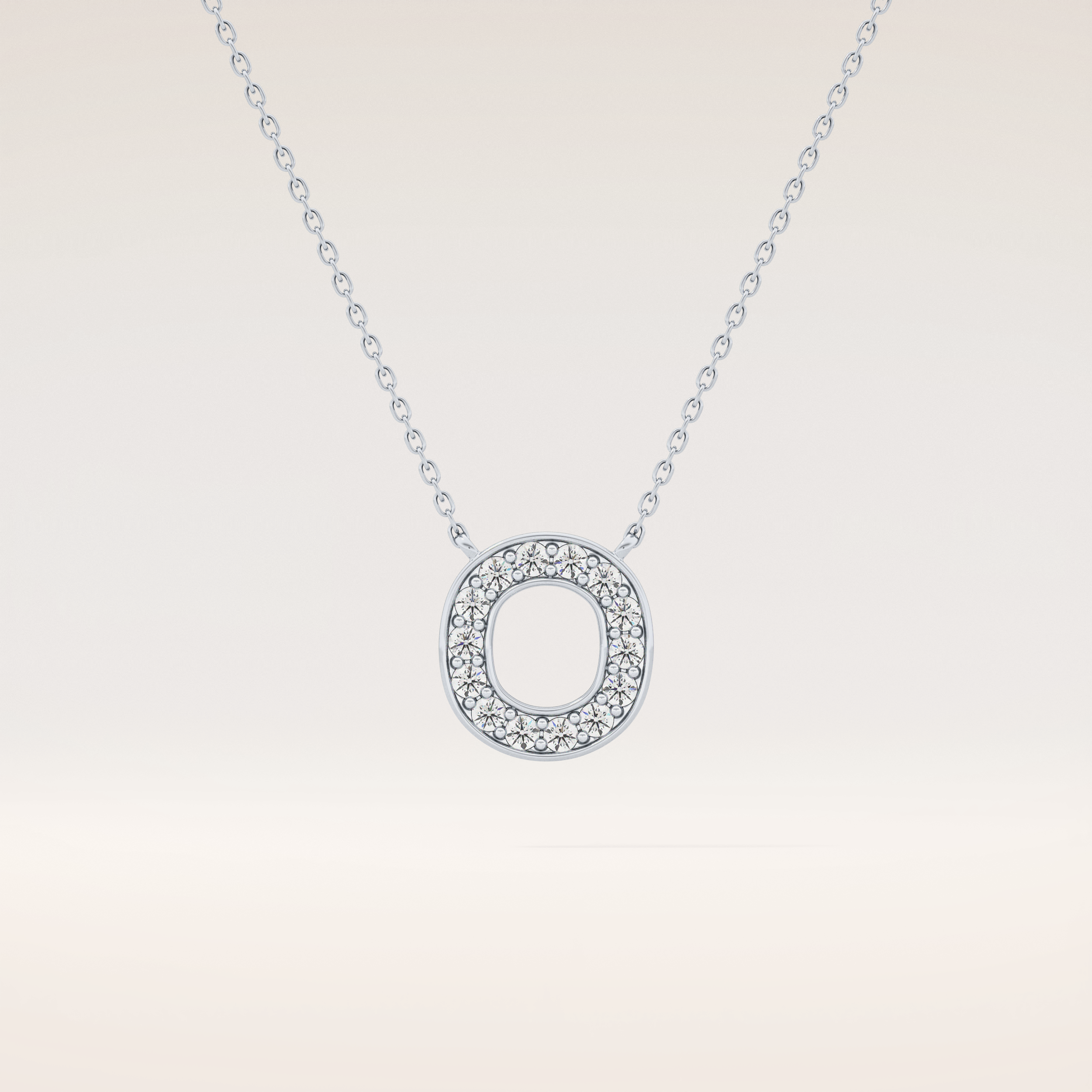 0.22 TCW Round Cut Moissanite O Initial Shaped Necklace