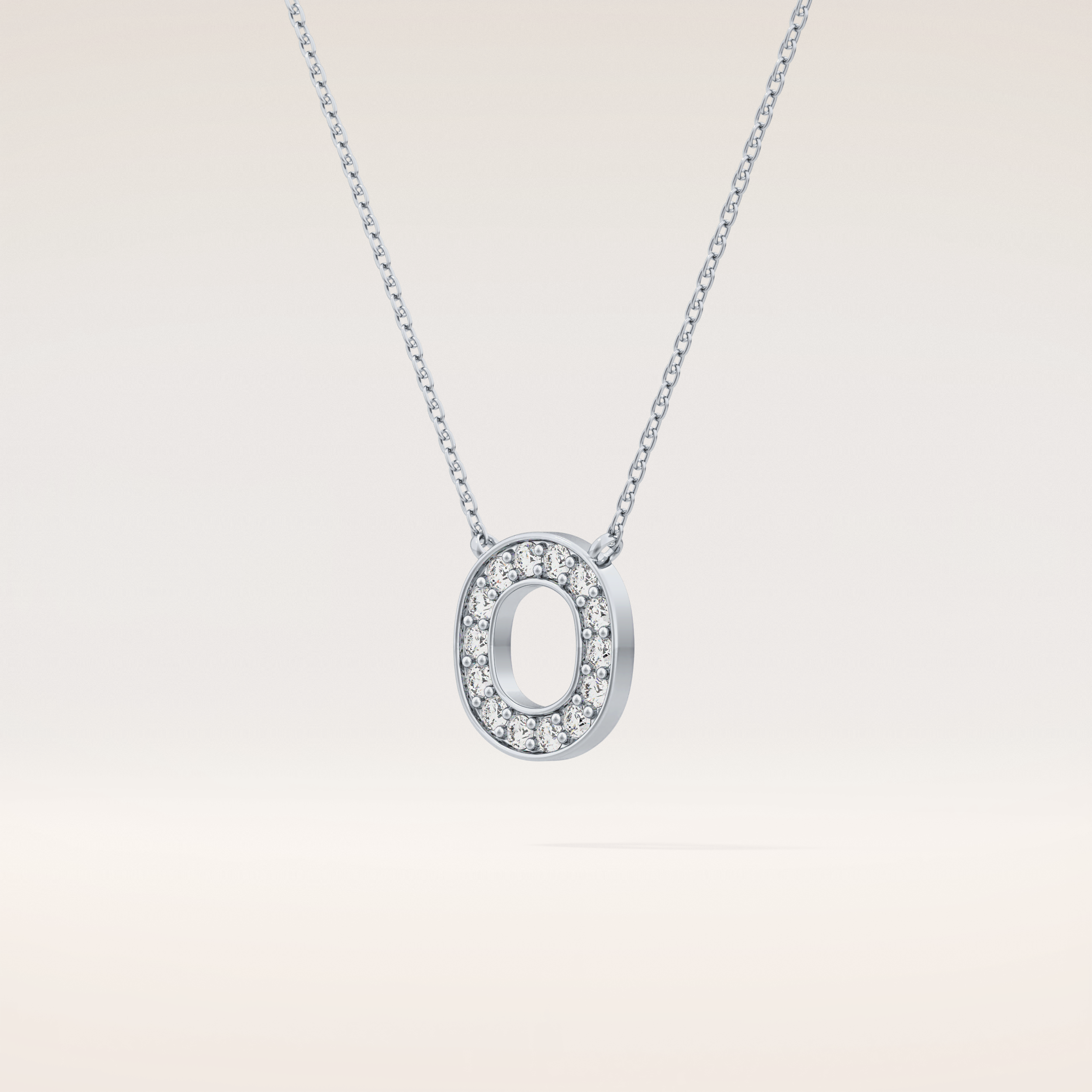 0.22 TCW Round Cut Moissanite O Initial Shaped Necklace