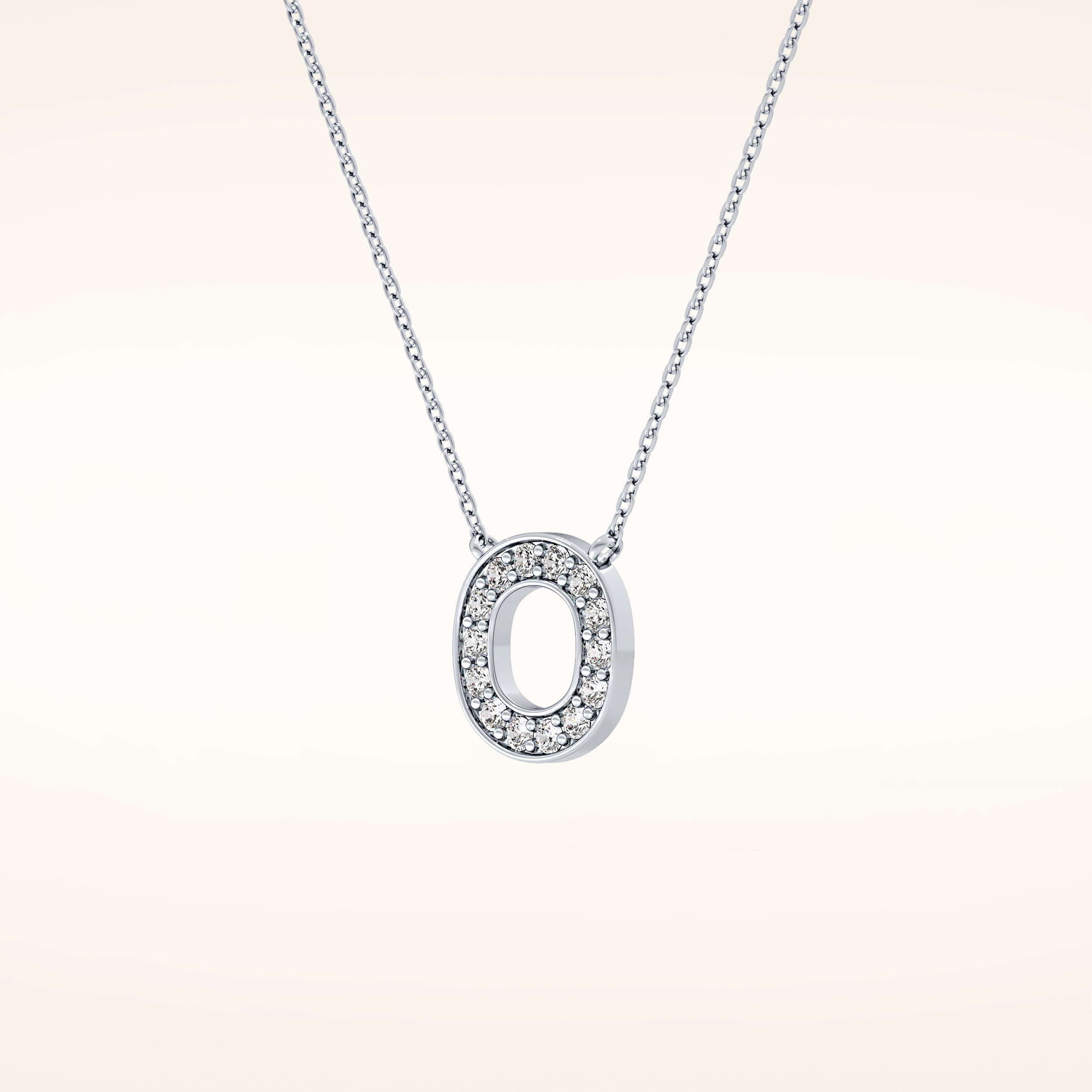 0.22 TCW Round Cut Moissanite O Initial Shaped Necklace