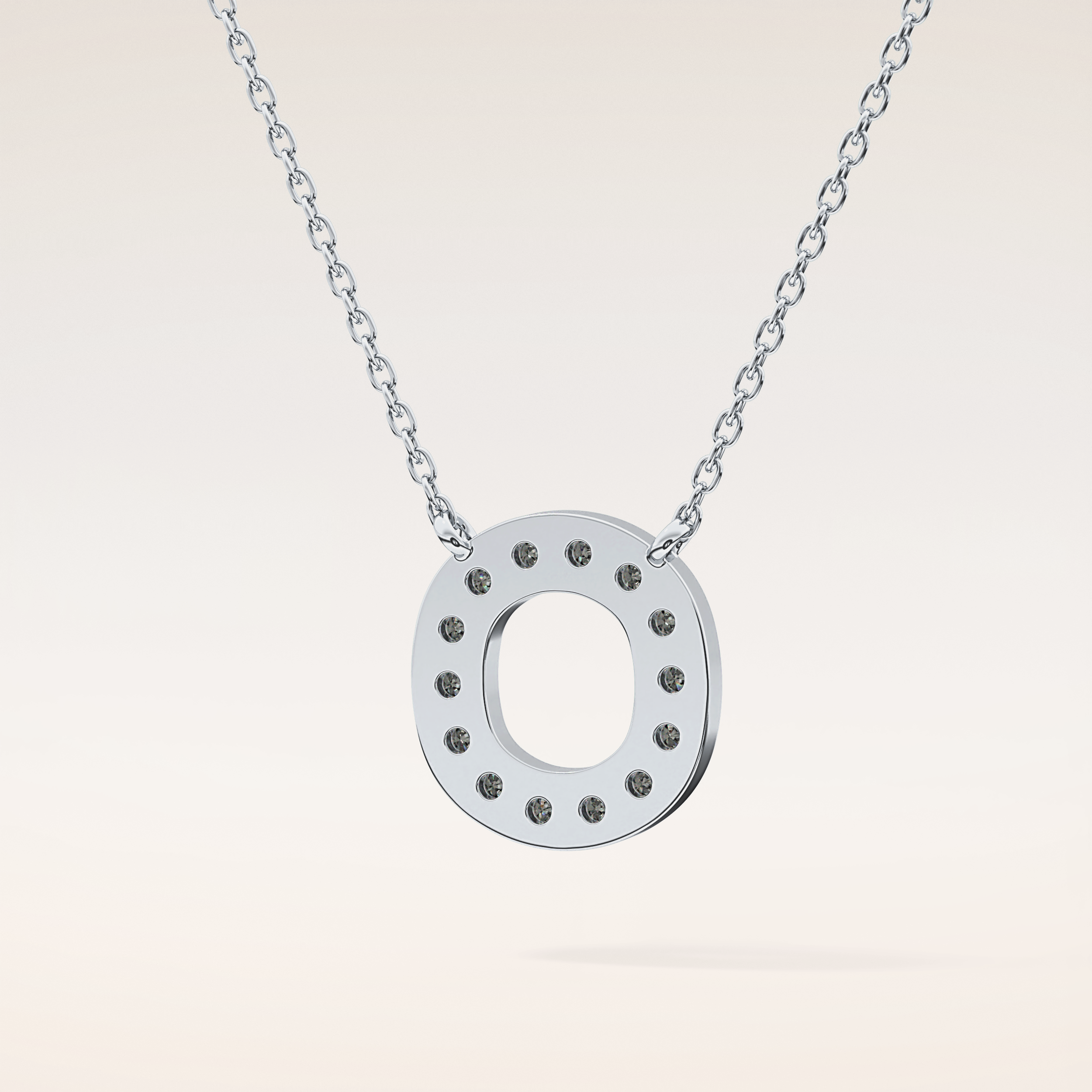 0.22 TCW Round Cut Moissanite O Initial Shaped Necklace