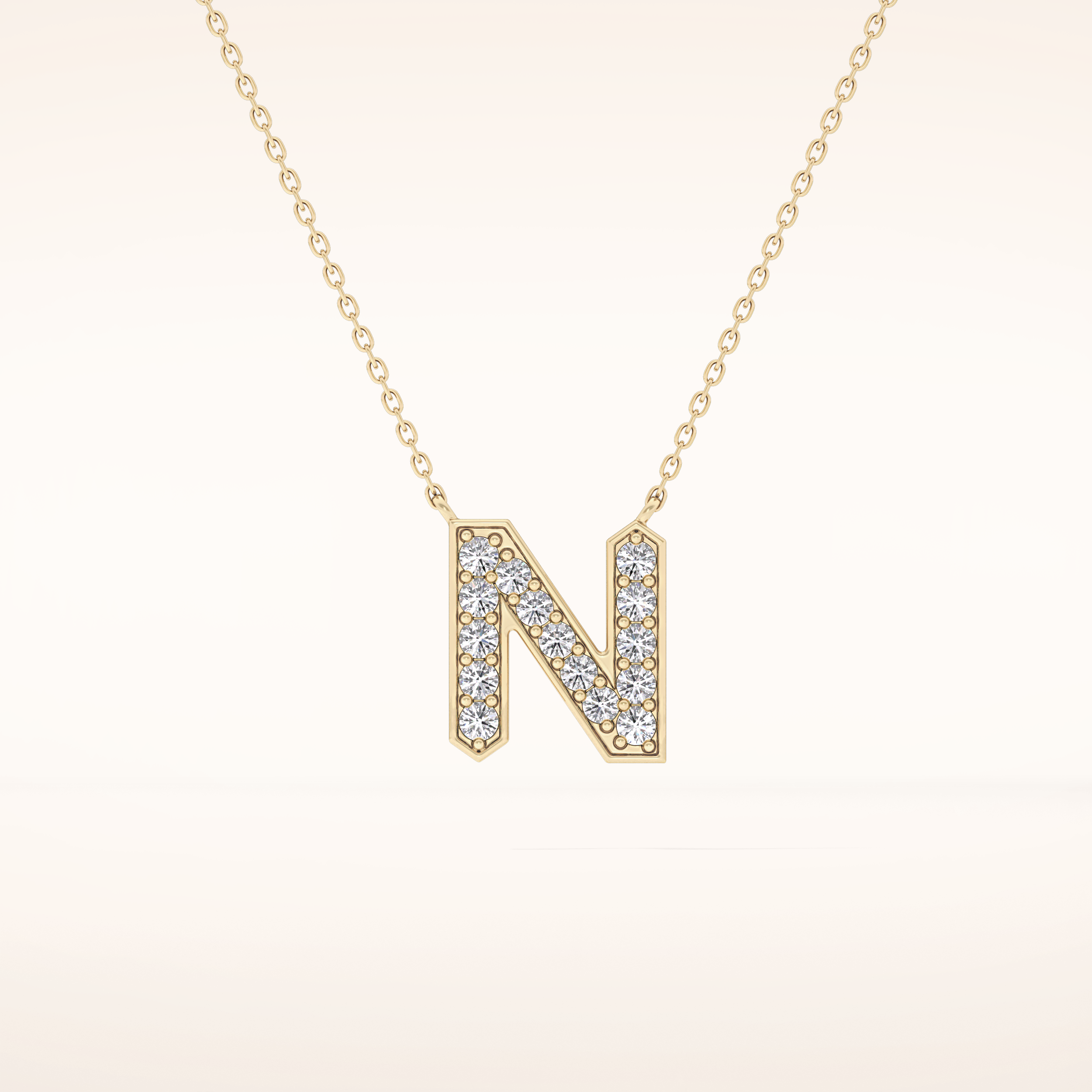 0.31 TCW Round Cut Moissanite N Initial Pendant Necklace