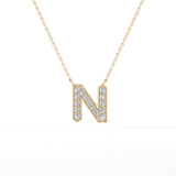 0.31 TCW Round Lab Grown Diamond N Initial Pendant Necklace
