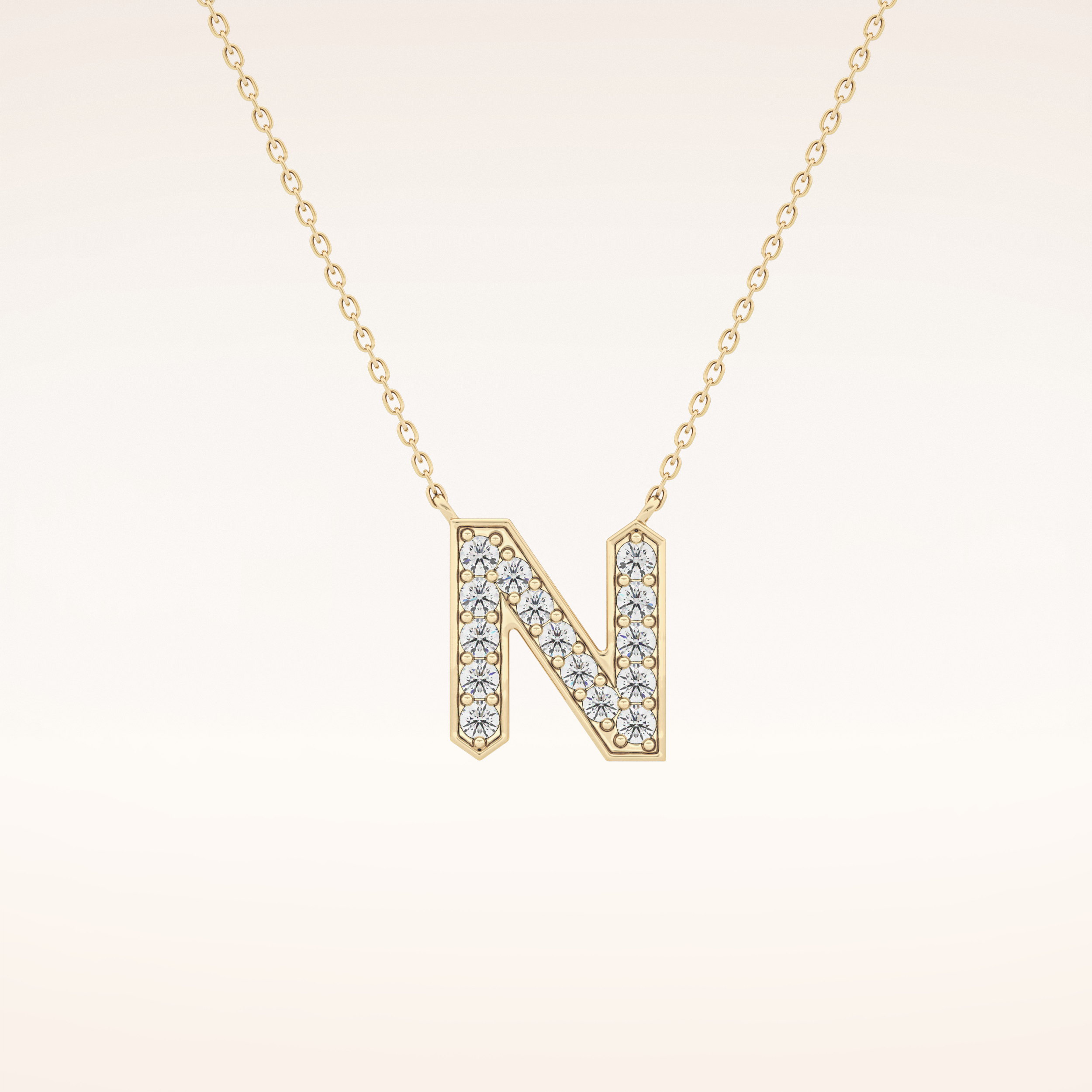 0.31 TCW Round Cut Moissanite N Initial Pendant Necklace