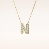 0.31 TCW Round Cut Moissanite N Initial Pendant Necklace