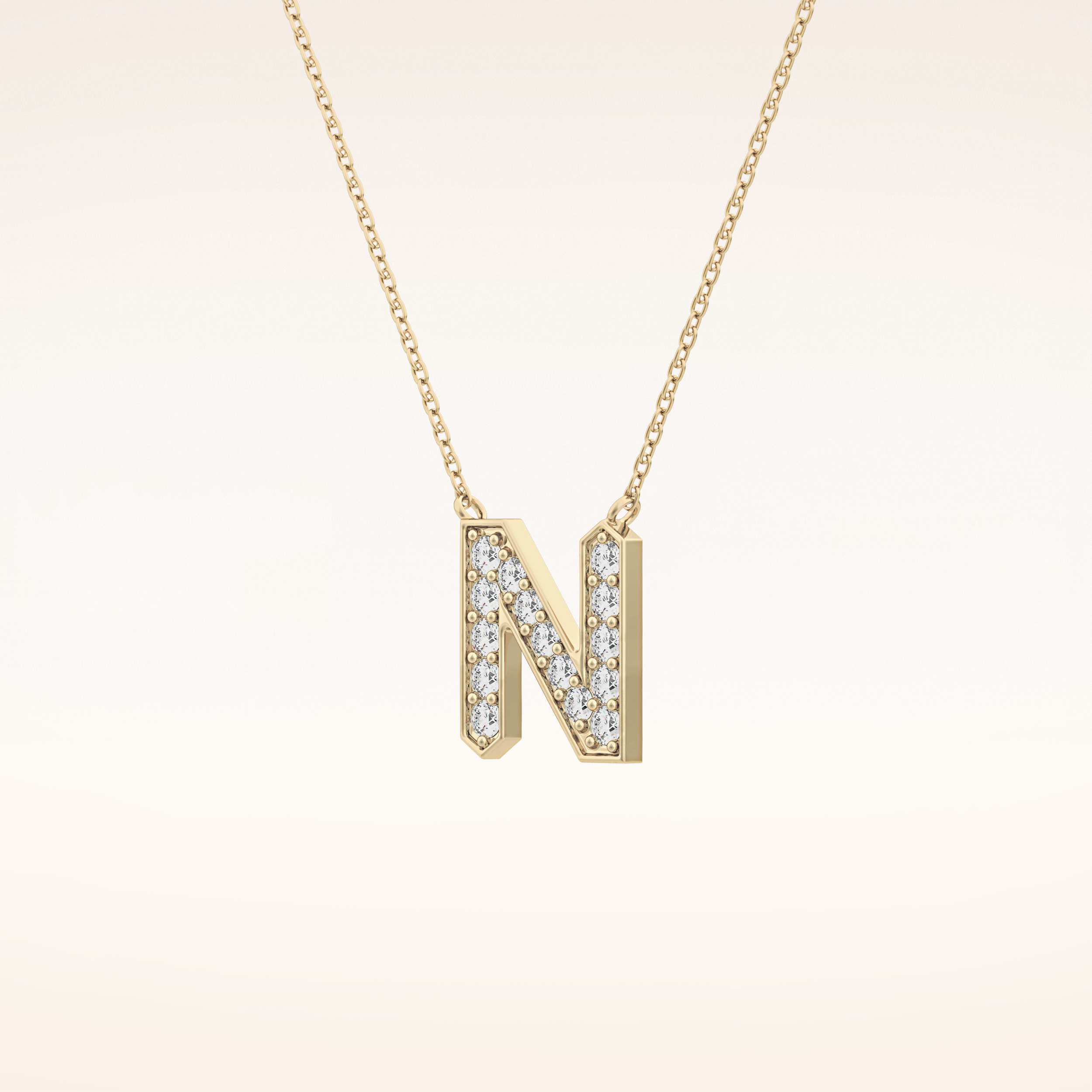 0.31 TCW Round Cut Moissanite N Initial Pendant Necklace