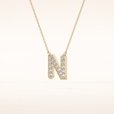 0.31 TCW Round Cut Moissanite N Initial Pendant Necklace
